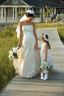 bride; flower girl; wedding