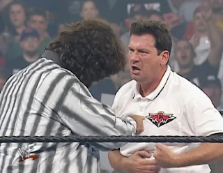 WWE / WWF Invasion 2001 PPV - Nick Patrick argues with Mick Foley