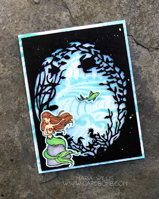 #cardbomb, #mariawillis, #heroarts, #mermaidkisses, #cards, #stamps, #stamping, #ink, #paper, #stencils, #dies, #ocean, #sealife, #handmade, #diy, #creative, 