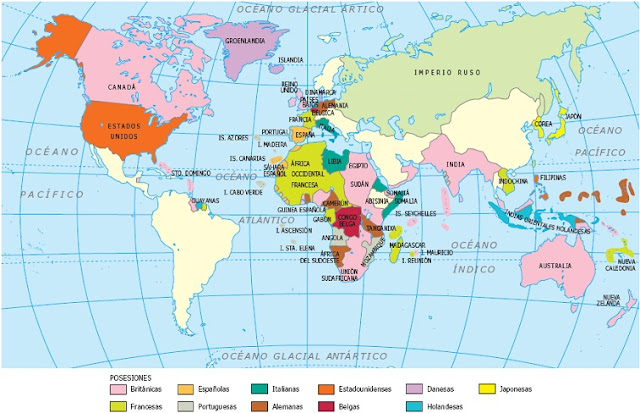 Resultado de imagen de mapa imperios coloniales