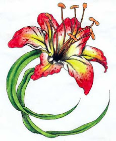 Images Lilly Flower Tattoos Design With Red Color