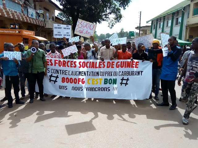 Guinée, Kindia, les Forces Sociales de Guinée  expriment leur désapprobation à l’augmentation du prix de carburant à la pompe