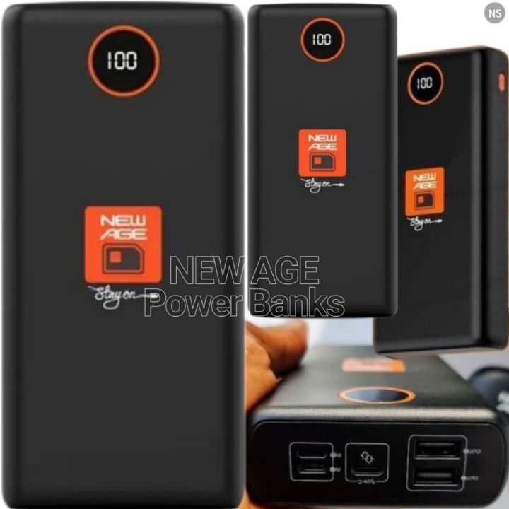 33000mAh New Age FC30 Power Banks: Huge Capacity Mobile Battery Powerbank Charger with Dual USB Ports for Charging Smartphones and Tablets