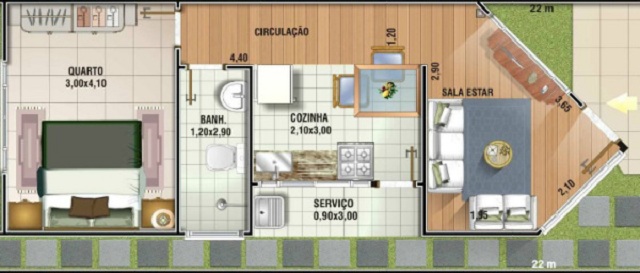 PLANO DE CASA PEQUEÑA DE 59 M2