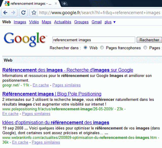 Referencement images - Premier sur Google