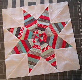 red aqua round robin quilt