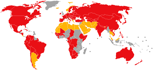 Mapa de países seculares.