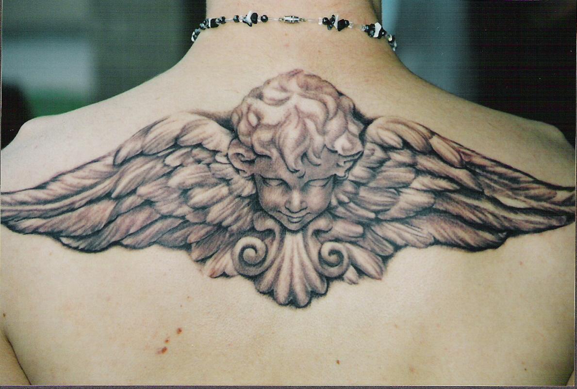 3d tattoo designs arm Design Of Angel Tattoo On The Back For Women