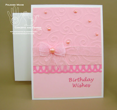 My handmade girly pink birthday card and handmade envelope set.