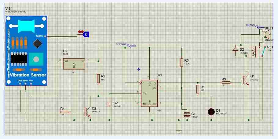 DOOR KNOCK VIBRATION ALARM SYSTEM CIRCUIT DIAGRAM
