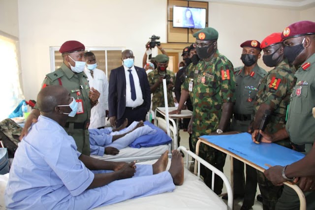 Buratai Visits Recuperating Soldiers At 44 Reference Hospital, Commission's Projects