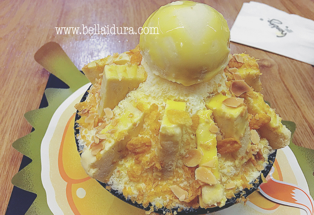 bingsu durian musang king, snow ice durian, aiskrim  durian