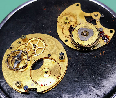Well rusted and broken duplex escapement movement
