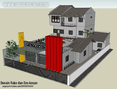 Desain Sketch Ruko dan Kos-Kosan Pada Lahan 16x27 Meter