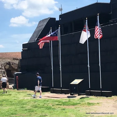 flags inside Fort Sumter National Monument in Charleston, South Carolina