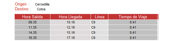 Horarios a partir del 17 de junio 2012