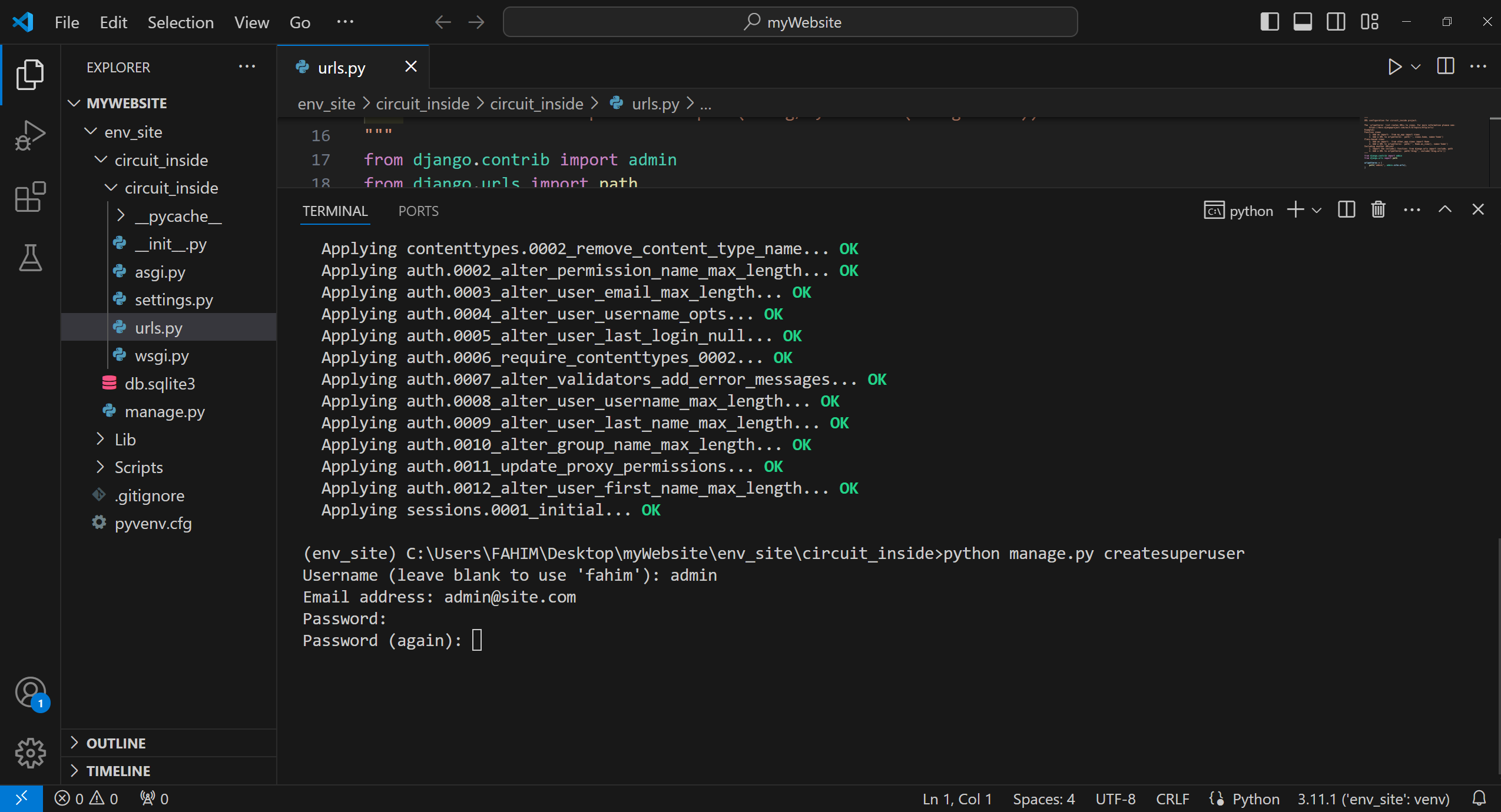 Create-Super-User-Password-Again