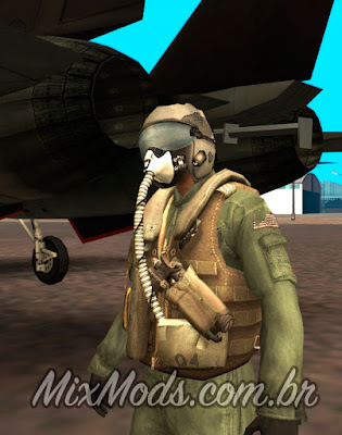 skin piloto avião militar em hd para gta sa