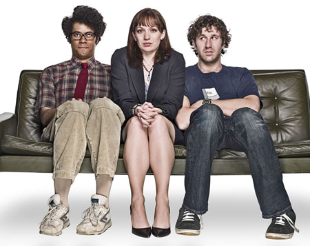 Our heroes LR Moss Richard Ayoade Jen Katherine Parkinson and Roy