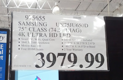 Deal for the Samsung UN75JU650D 75 inch LED HDTV at Costco