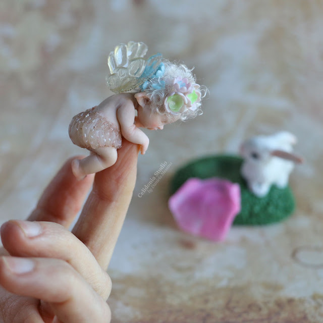 ooak art doll modellata in polymer clay