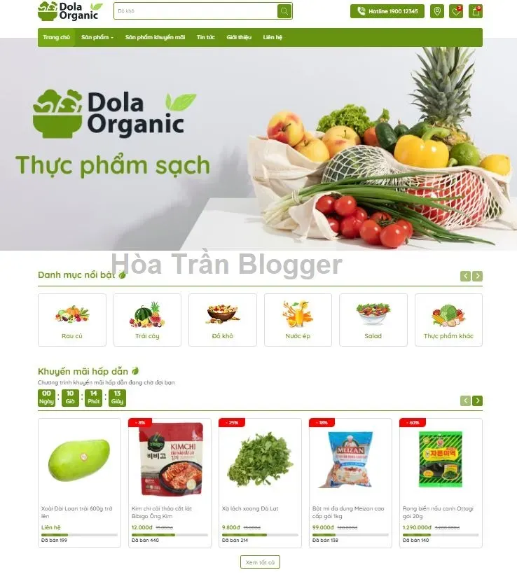 Template bán hàng Blogger Dola Organic