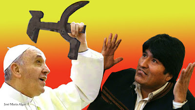 Evo Morales regala un crucifijo con la hoz y el martillo al Papa 33