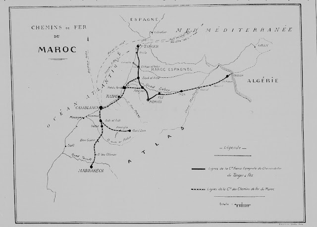 خريطة السكك الحديدية في المغرب 1924