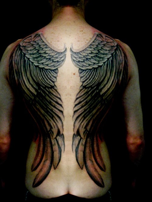 angel wings tattoo on back