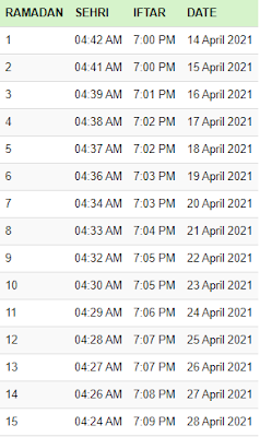 QUETTA RAMADAN CALENDAR 2021