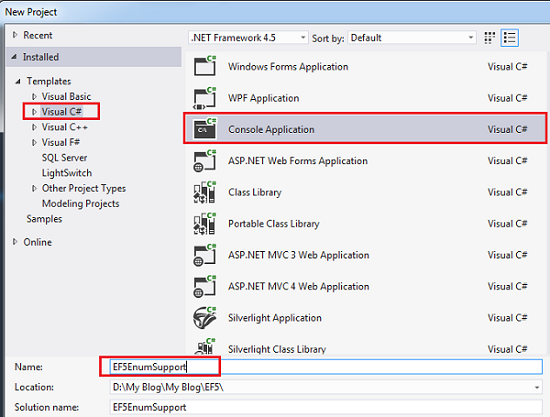New Project as EF5EnumSupport