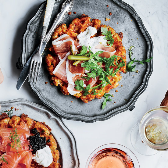 Tater Tot Waffles with Prosciutto and Mustard recipe