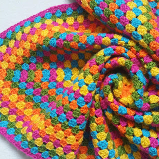 Picture of a crochet granny square blanket - scrunched up