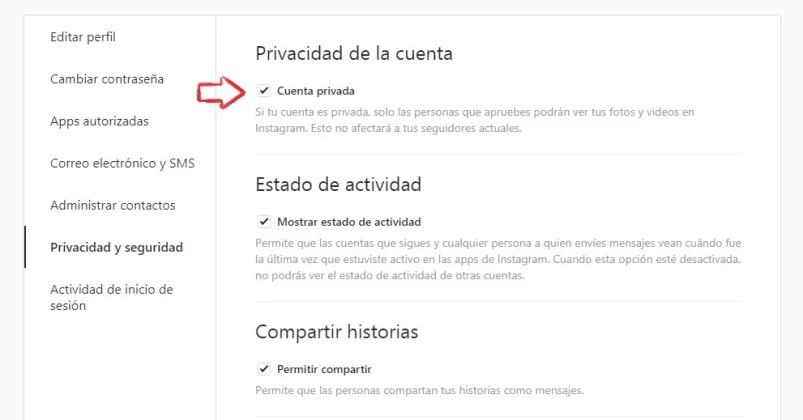 Convierte tu cuenta privada en Instagram