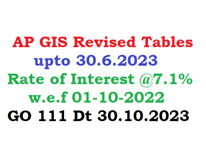 AP GIS Revised Tables upto 30.6.2023 Rate of Interest @7.1% w.e.f 01-10-2022  GO 111 Dated 30.10.2023