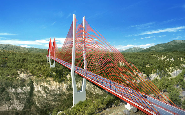 Liuguanghe Xiqian Bridge, one of the high cable-stayed bridge in the world.