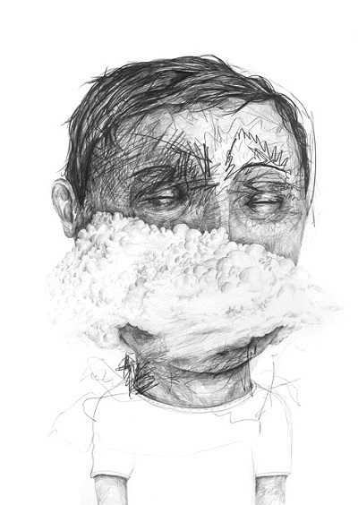 "Cumulus" - Stefan Zsaitsits - 2011 | creative emotional drawings, art black and white, cool stuff, pictures, deep feelings, sad | imagenes chidas imaginativas tristes, emociones y sentimientos, depresion