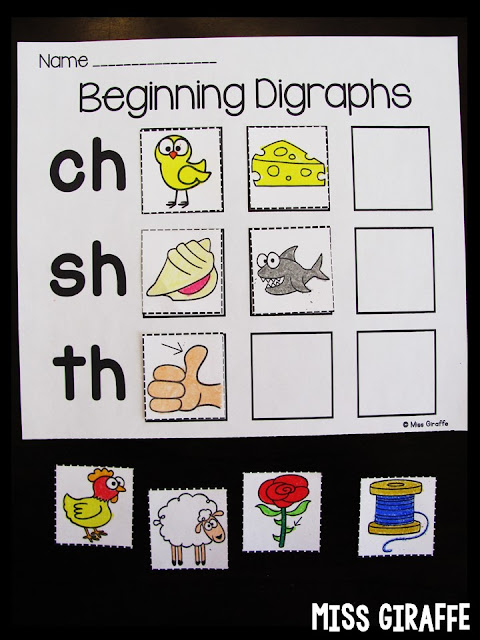 Digraphs pictures sort and other fun reading activities for digraphs - read this post!