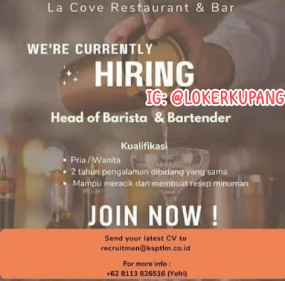Lowongan Kerja La Cove Restaurant & Bar Sebagai Head of Barista & Bartender