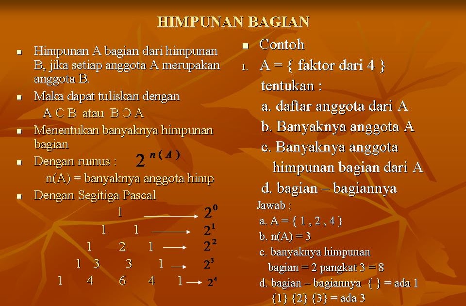 HIMPUNAN BAGIAN ( MATERI DAN CONTOH )  Belajar TIK dan 