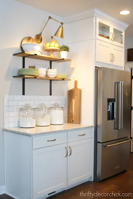 Shelves with black brackets kitchen