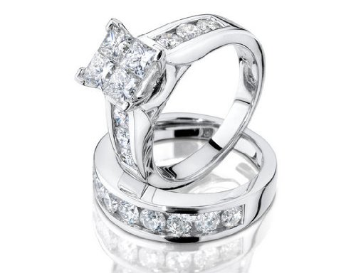 Princess Cut Diamond Engagement Ring and Wedding Band Set