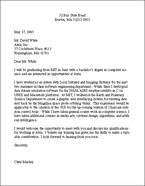 letter example. example of resume cover letter