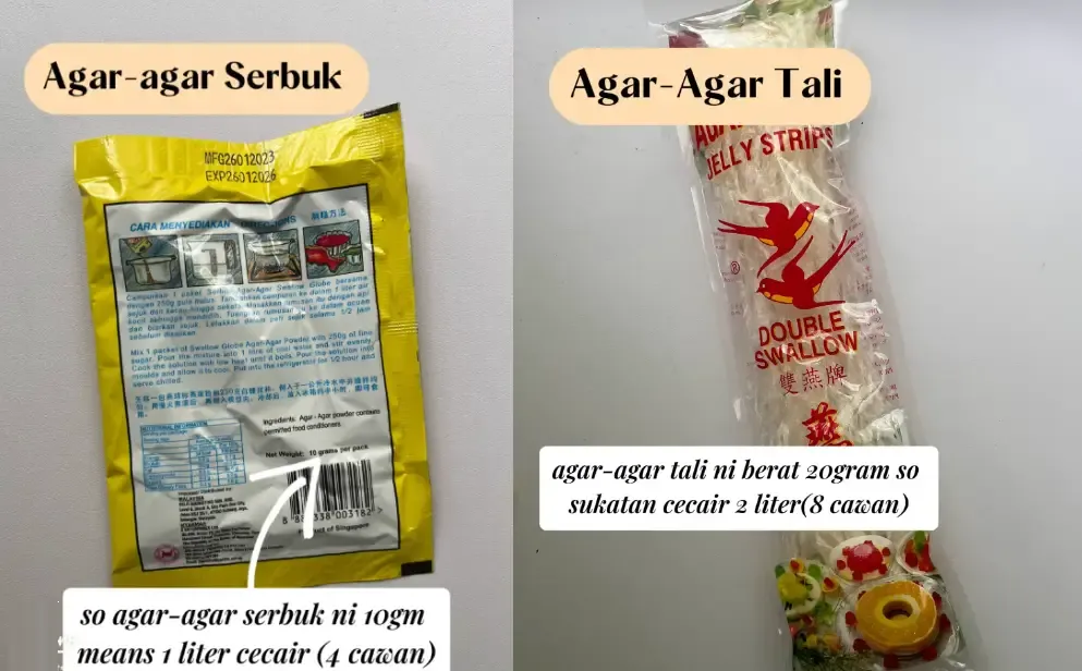 sukatan agar agar dan air