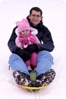 Elaine's first sledding trip