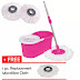 Portable Magic Spin Mop Cleaner with 2 Mop Heads + Free 1 pc. Replacement Mop Cloth 