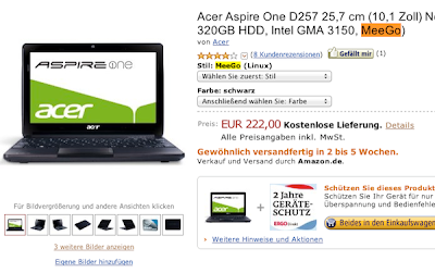 Acer Aspire One D257 MeeGo Atom N570