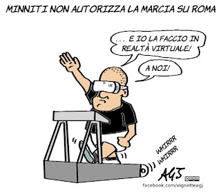 Forza Nuova, minniti, marcia su roma, manifestazioni, politica, estrema destra, vignetta, satira