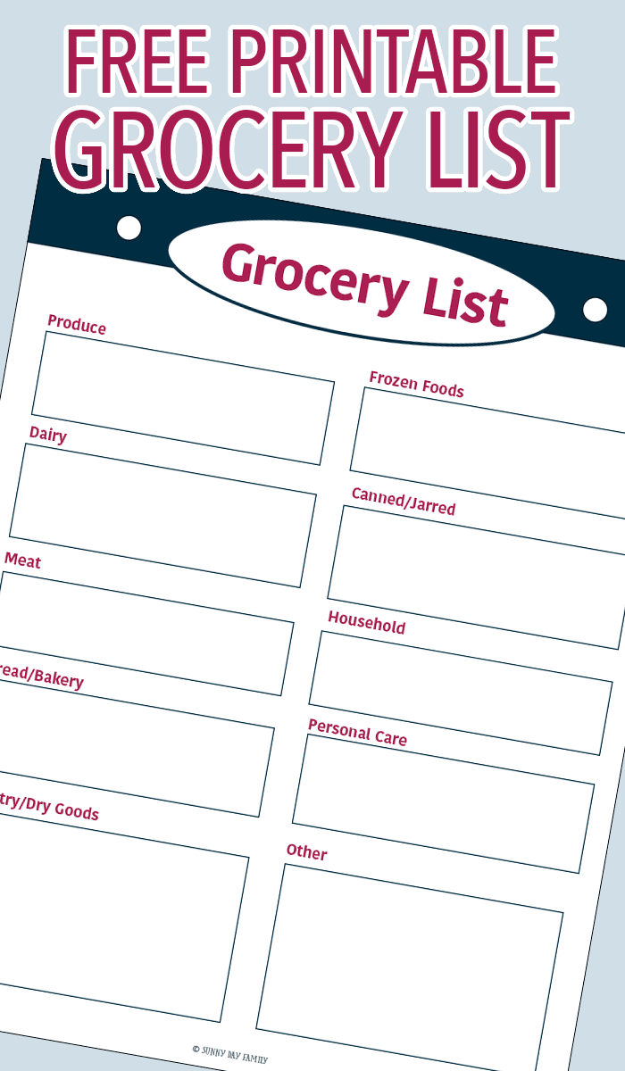 free printable grocery list to make shopping easier sunny day family