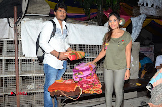 Actress Sri reddy (apthatrust director) Distrubuted Blankets for Orphans at Sai Baba Temple  0014.JPG